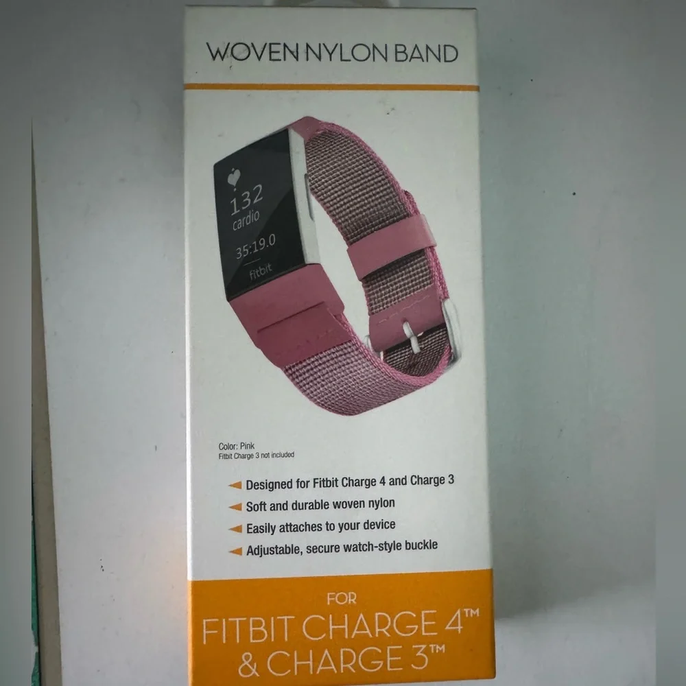 Fitbit Charge 4 & 3 Woven Nylon Band - Pink